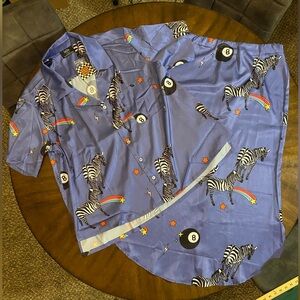 Dressed in Lala Purple Zebra Print Button-Up Shirt and Skirt Satin Set